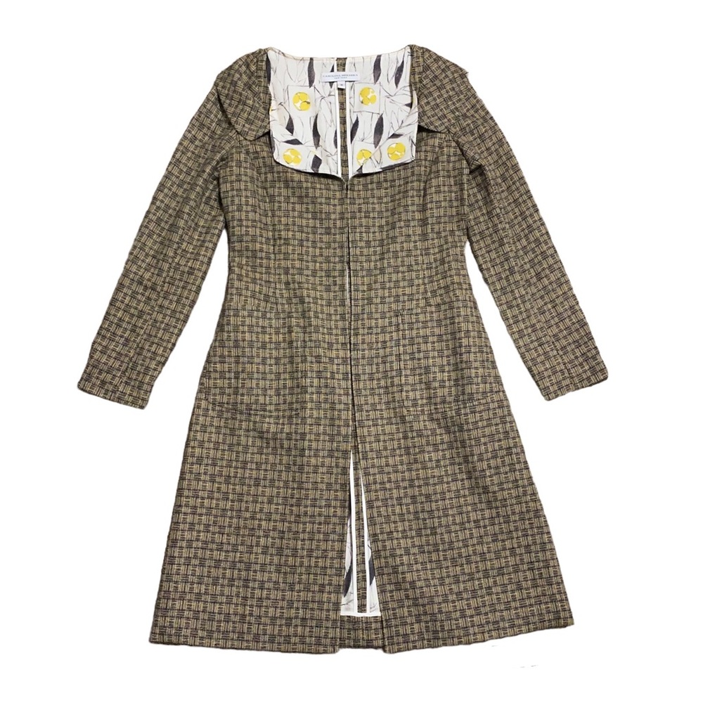Vintage Carolina Herrera Woven Plaid Wool Coat